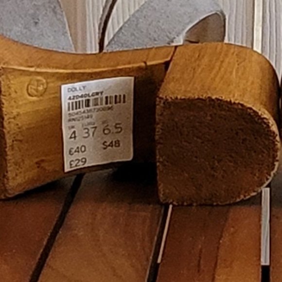 Topshop Grey Suede Wooden Block Heel Sandals - Size 7 - Worn once – Like new - Picture 9 of 11